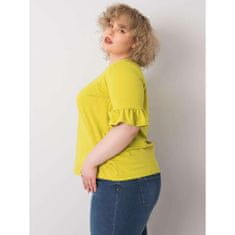 BASIC FEEL GOOD Dámská halenka s volánky na rukávech plus size YARELI světle zelená RV-BZ-6635.18X_364853 4XL