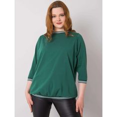 BASIC FEEL GOOD Dámská halenka plus size PEARL tmavě zelená RV-BZ-6640.86_364856 3XL