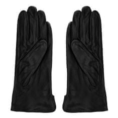 Aleszale Dámské kožené rukavice s XL knoflíky - černé