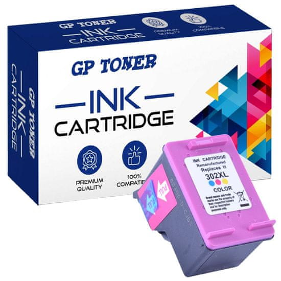 GP TONER Kompatiblní inkoust pro HP 302XL DeskJet 1110 2130 3632 3638 OfficeJet 3830 4650 4658 barevná