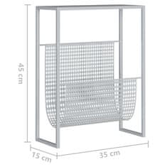 Greatstore Stojan na časopisy stříbrný 35 x 15 x 45 cm ocel