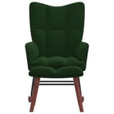 Vidaxl Houpací křeslo se stoličkou tmavě zelené samet
