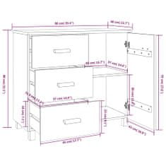 Vidaxl Příborník bílý 90 x 40 x 80 cm masivní borové dřevo
