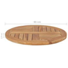 Greatstore Stolní deska masivní teakové dřevo kulatá 2,5 cm 60 cm
