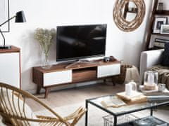 Beliani Dřevěný televizní stolek s bílými odkládacími zásuvkami EERIE