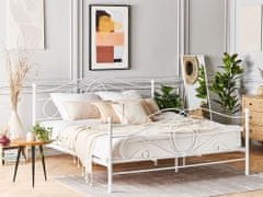 Beliani Dekorativní bílá kovová postel 160x200 cm LYRA