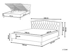 Beliani Šedá čalouněná postel Chesterfield s úložištěm 140x200 cm METZ