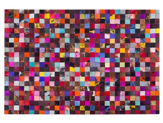 Beliani Pestrobarevný patchwork kožený koberec 160x230 cm ENNE