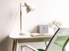 Beliani Bílá stolní lampa na čtení z dřeva a kovu ALDAN