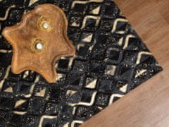 Beliani Černo-zlatý kožený koberec 140x200 cm DEVELI