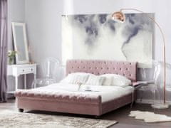 Beliani Růžová čalouněná manželská postel Chesterfield 160x200 cm AVALLON