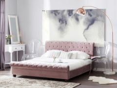Beliani Růžová čalouněná manželská postel Chesterfield 180x200 cm AVALLON