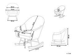 Beliani Čalouněné houpací křeslo ve světle šedé barvě OXIE