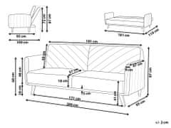 Beliani Sametová rozkládací pohovka světle šedá SENJA