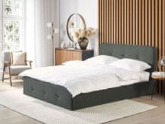 Beliani Tmavě šedá postel s úložným prostorem 180 x 200 RENNES
