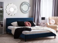 Beliani Čalouněná postel v tmavomodrém sametu 180 x 200 cm FITOU