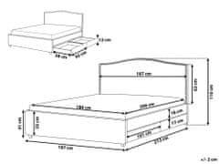 Beliani Šedá čalouněná postel 180 x 200 cm s úložným prostorem a bílým LED osvětlením MONTPELLIER