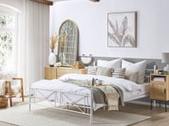 Beliani Bílá kovová postel s rámem 180 x 200 cm RODEZ