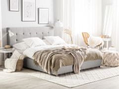 Beliani Čalouněná postel 180 x 200 cm s úložným prostorem světle šedá LA ROCHELLE