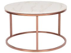 Beliani Konferenční stolek s mramorovým efektem béžový/měděný CORAL