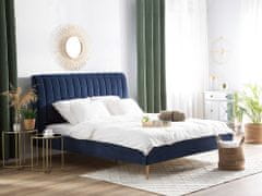 Beliani Modrá sametová postel 160 x 200 cm MARVILLE
