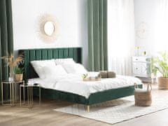Beliani Sametová postel VILLETTE zelená 160x200 cm