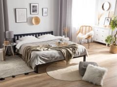 Beliani Dřevěná postel 160 x 200 cm tmavě modrá FLORAC