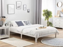 Beliani Dřevěná postel 160 x 200 cm bílá FLORAC