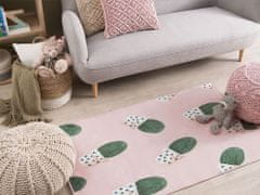 Beliani Růžový koberec se vzorem kaktus 80 x 150 cm. ELDIVAN