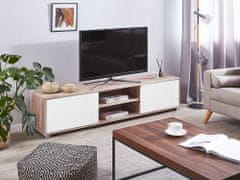Beliani Televizní skříňka světlé dřevo s bílým LINCOLN