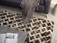 Beliani Kožený koberec hnědý s šedou TUGLU 140 x 200 cm