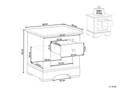 Beliani Bílý noční stolek s dřevěným topem WINGLAY
