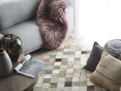 Beliani Patchworkový koberec, kožený šedo-hnědý 140 x 200 cm BANAZ
