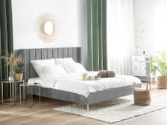 Beliani Sametová postel 180 x 200 cm šedá VILLETTE