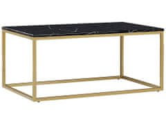 Beliani Konferenční stolek, černý a zlatý s mramorovým efektem DELANO