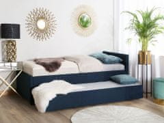 Beliani Rozkladací čalounená postel 80 x 200 cm modrá MARMANDE