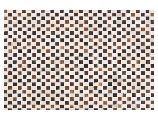 Beliani Kožený koberec patchworkový 140 x 200 cm béžově hnědý KAYABEY