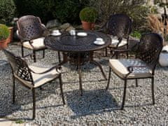 Beliani Kulatý zahradní stůl s grilem 105 cm hnědý MANFRIA