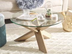 Beliani Skleněný konferenční stolek z lehkého dřeva VALLEY