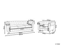 Beliani Zelená sametová sedací souprava pro 4 osoby CHESTERFIELD