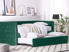 Beliani Výsuvná postel v zeleném sametu 90 x 200 cm GASSIN