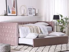 Beliani Výsuvná postel v růžovém sametu 90 x 200 cm GASSIN