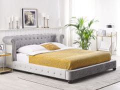 Beliani Sametová postel 180 x 200 cm šedá CAVAILLON