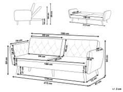 Beliani Sametová rozkládací pohovka šedá BARDU