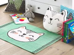 Beliani Dětský koberec s kočkou, 60 x 90 cm, zelený HOWRAH