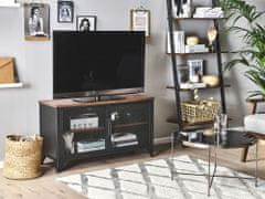 Beliani Televizní stolek tmavé dřevo s černou VINCE
