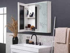 Beliani Koupelnová zrcadlová skříňka 80 x 70 cm bílo stříbrná NAVARRA