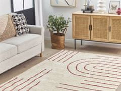 Beliani Bavlněný koberec 140 x 200 cm béžový/červený TIRUPATI