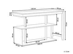 Beliani Nastavitelný psací stůl s poličkou 120 x 45 cm světlé dřevo / bílá CHANDLER