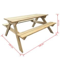 Greatstore Piknikový stůl 150 x 135 x 71,5 cm dřevo